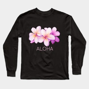 Aloha Plumeria Hawaiian Long Sleeve T-Shirt
